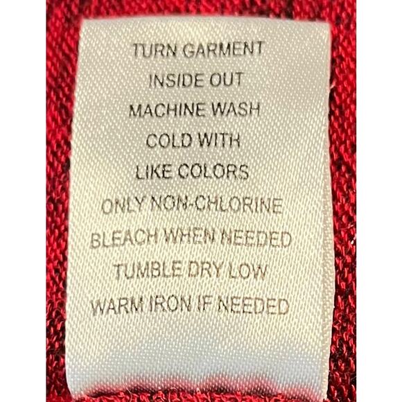 DON’T STOP BELIEVING LONG DOLMAN SLEEVE TOP, WOMENS, 1X-VARIEGATED RED, RND NECK - Picture 11 of 11